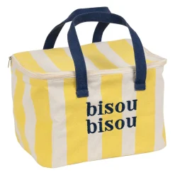 Sac isotherme en coton rayé jaune et bleu - Medi