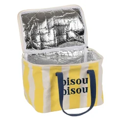 Sac isotherme en coton rayé jaune et bleu - Medi