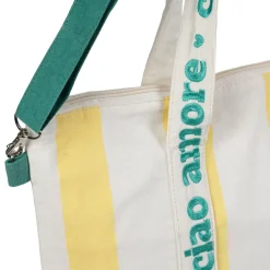 Sac isotherme en coton rayé jaune et blanc - Medi