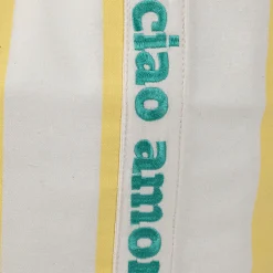 Sac isotherme en coton rayé jaune et blanc - Medi