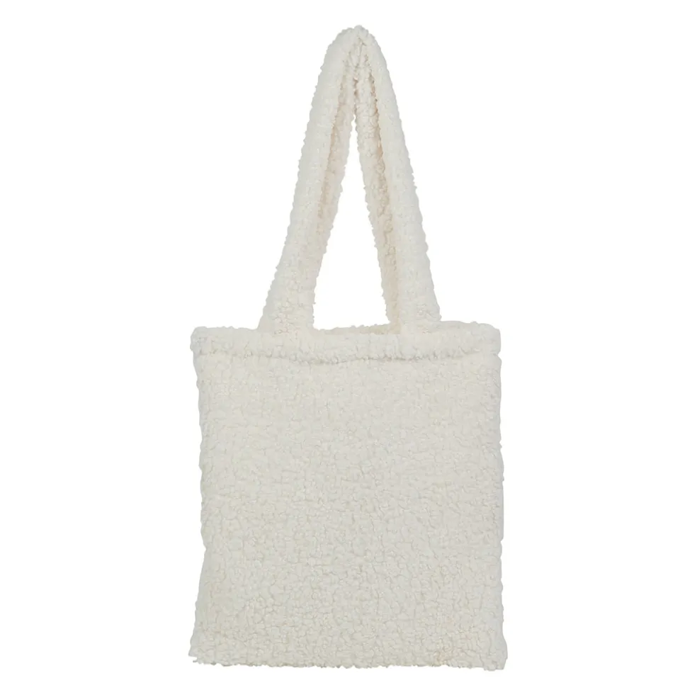 Sac tote bag doudou bouclette ivoire 38x42cm - cosine