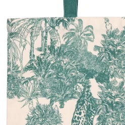 Sac tote bag en coton écru et palmiers émeraude - Mocoa