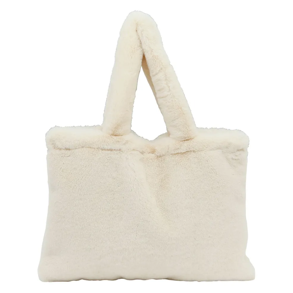 Sac tote bag peluché écru - Adalie