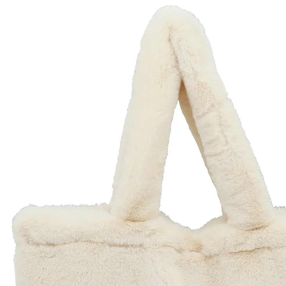 Sac tote bag peluché écru - Adalie