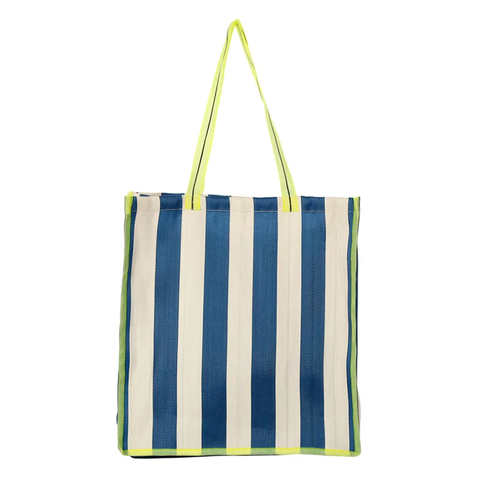 Sac tote bag rayé bleu, blanc et jaune - Palma