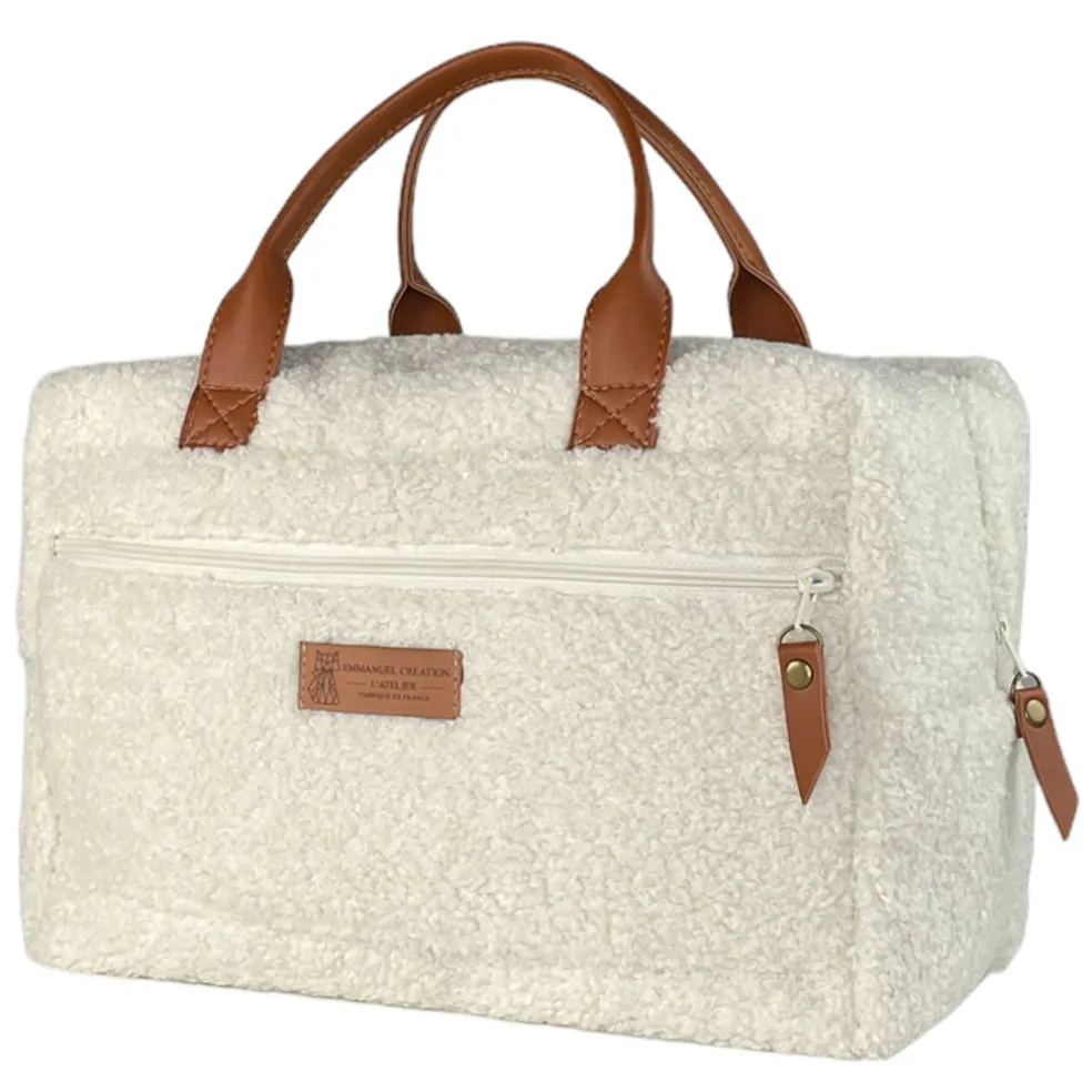 Sac vanity bouclette écru