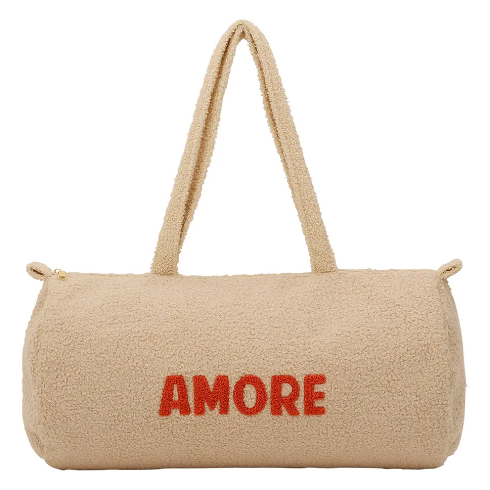 Sac weekend en bouclettes ecru - Funny