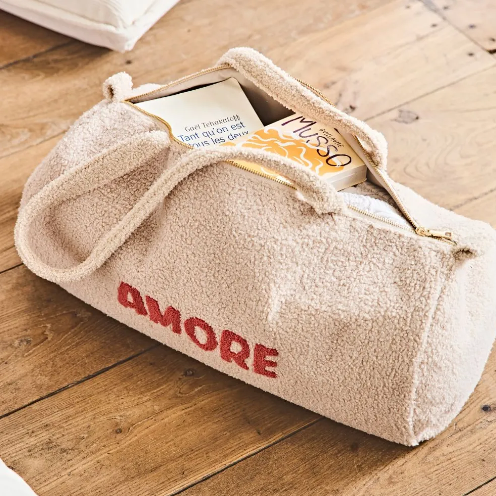 Sac weekend en bouclettes ecru - Funny