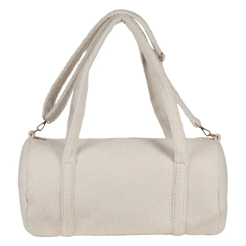 Sac weekend en tissu bouclette écru - Bowling