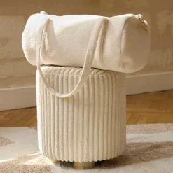 Sac weekend en tissu bouclette écru - Bowling