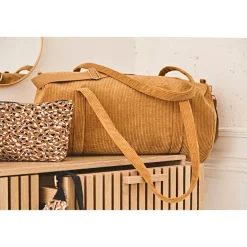 Sac weekend en tissu côtelé moutarde - Bowling