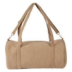 Sac weekend en tissu côtelé beige - Bowling