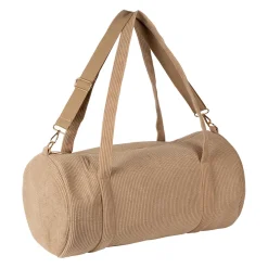 Sac weekend en tissu côtelé beige - Bowling