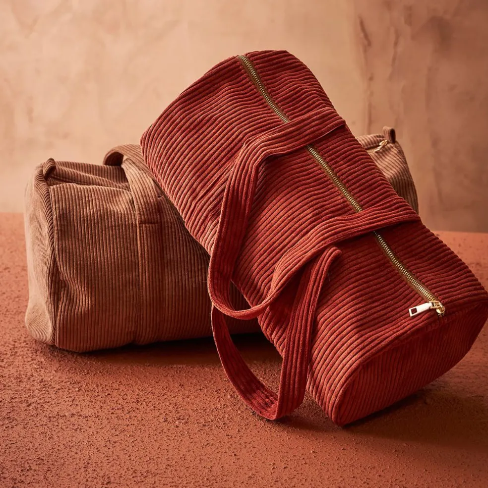 Sac weekend en velours côtelé terracotta - Manarola