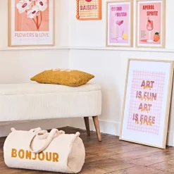 Sac weekend " Bonjour " en bouclette écru - Funky