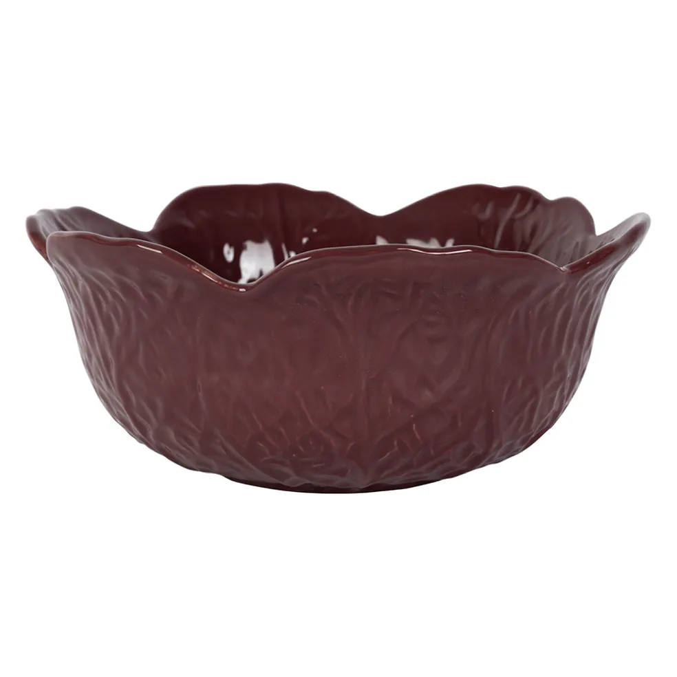 Saladier chou en grès aubergine d27cm - Chou