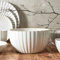 Saladier en céramique beige d23.6cm - Vlora