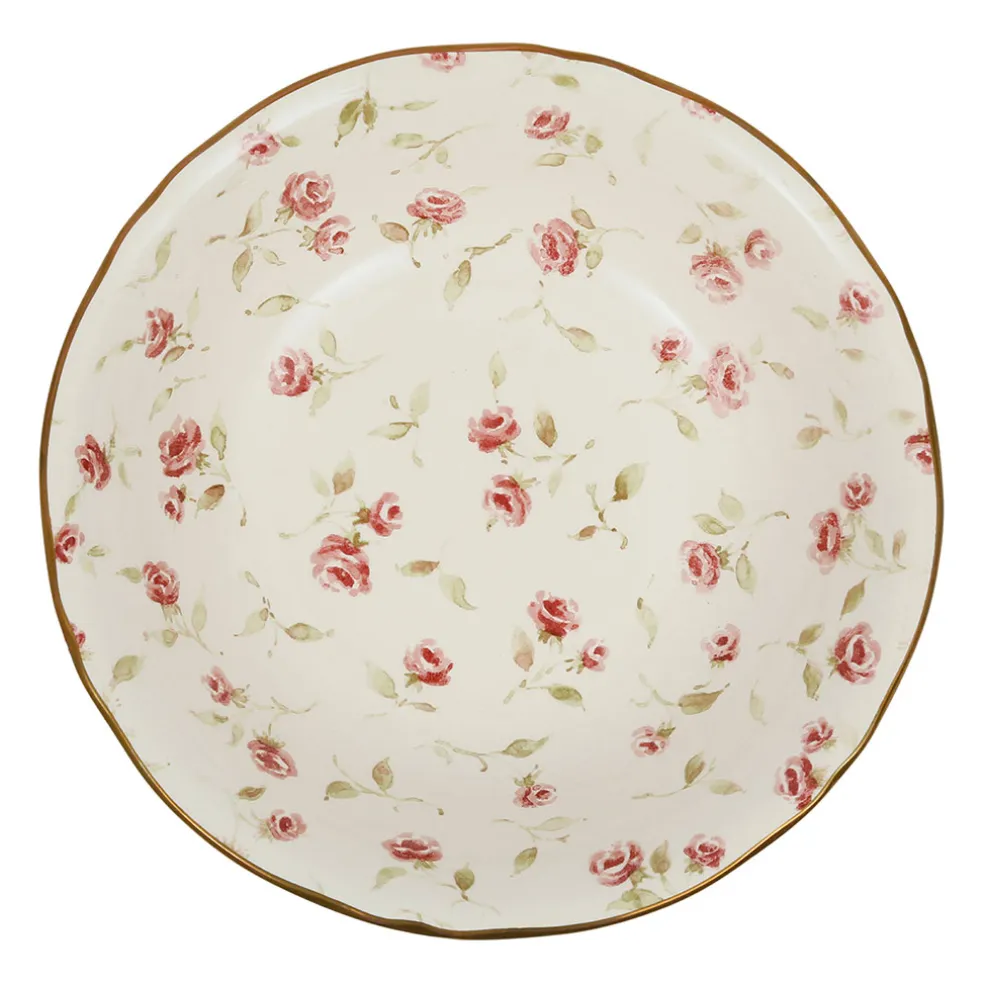 Saladier en faïence rose et doré d23cm - Rose