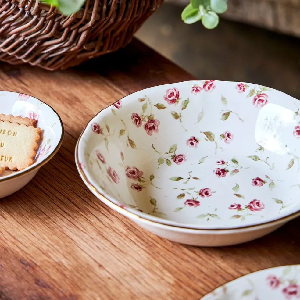 Saladier en faïence rose et doré d23cm - Rose