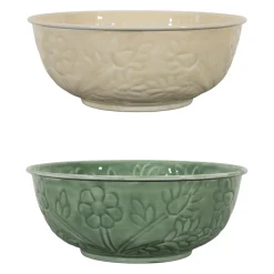 Saladier en fer (x2) ivoire et sauge d25cm - Floraly