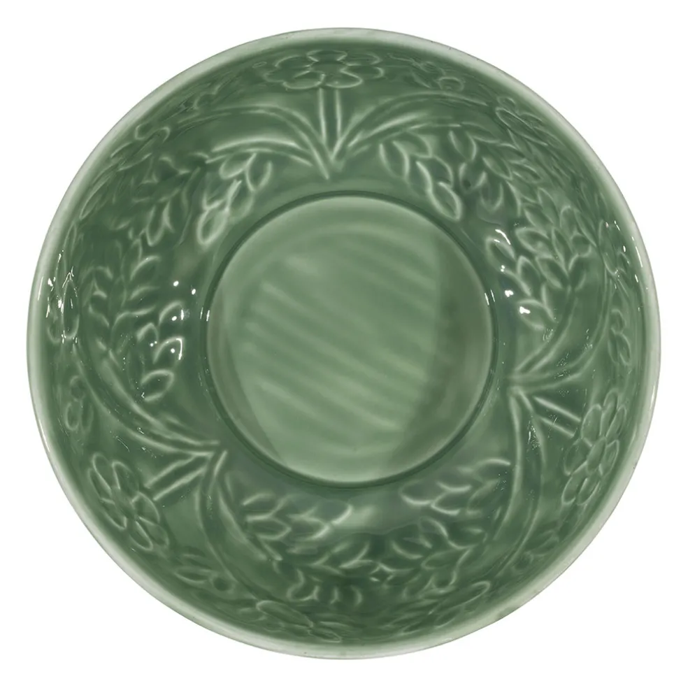 Saladier en fer (x2) ivoire et sauge d25cm - Floraly