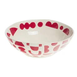 Saladier en grès rouge et blanc d23cm - Ohana