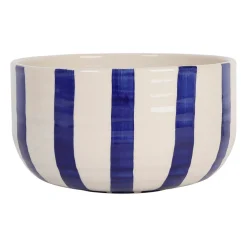 Saladier en terre cuite rayé bleu d21cm - Lisia