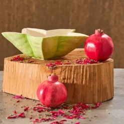 Saladier étoile de mer en dolomite vert et jaune d28cm