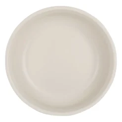 Saladier visage beige et brun en grès - terre brulée