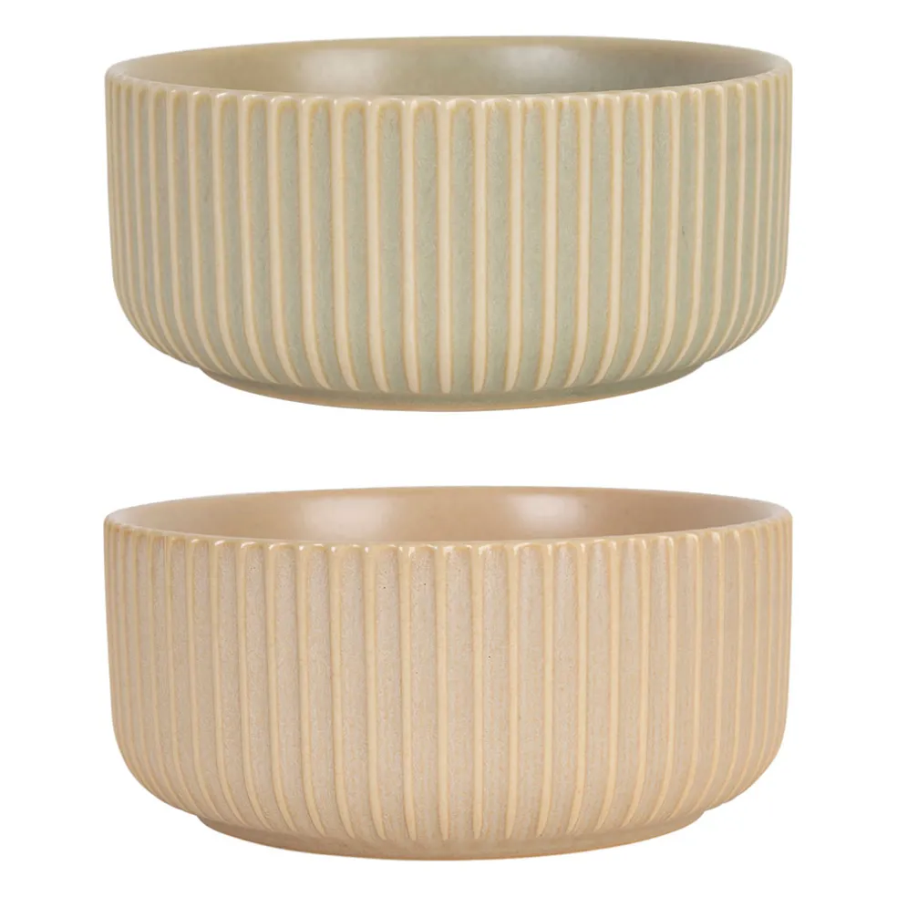 Saladier x2 en grès nude et amande d16cm - Sweet Leaves