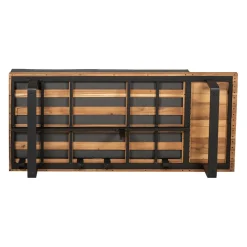 Salon de jardin d'angle en bois 5 places anthracite et naturel - Feros