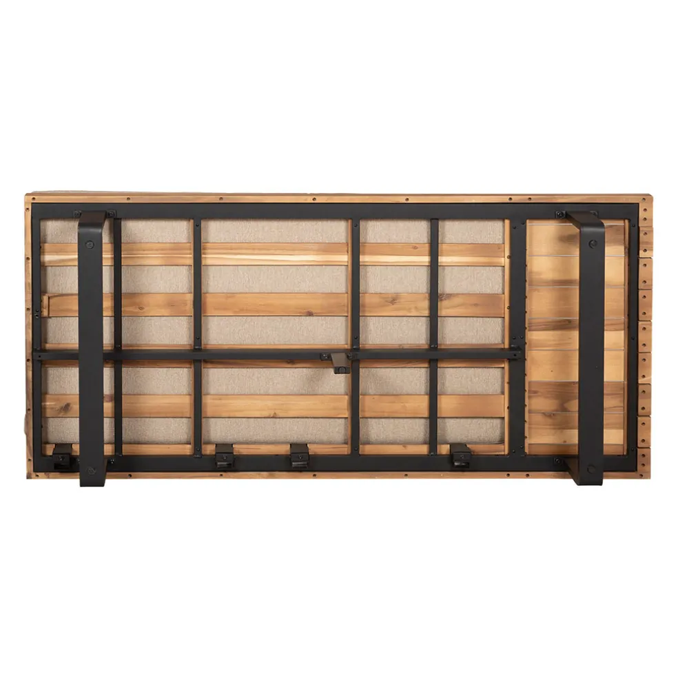 Salon de jardin d'angle en bois 5 places beige - Feros