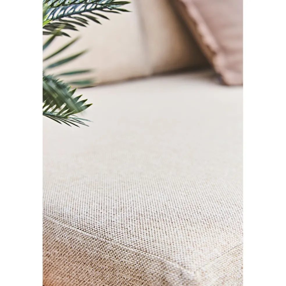 Salon de jardin d'angle en bois 5 places beige - Feros