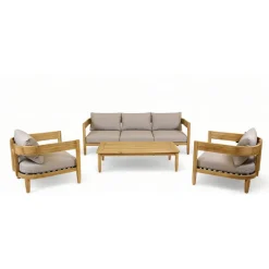 Salon de jardin en acacia naturel et gris - Borneo