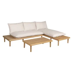 Salon de jardin en acacia 3 places avec table écru - Cirina