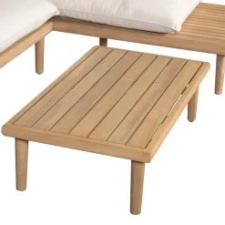 Salon de jardin en acacia 3 places avec table écru - Cirina