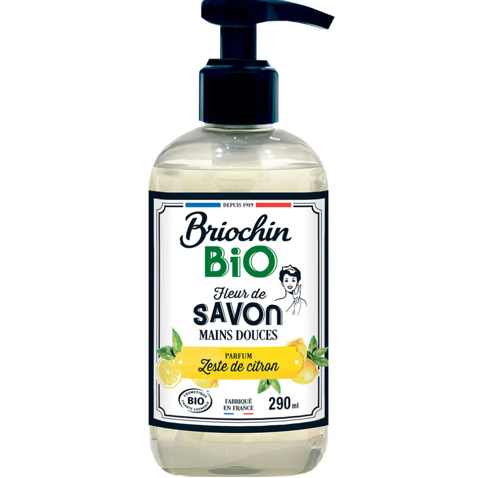 Savon liquide mains zeste de citron 290ml - Cosmébio