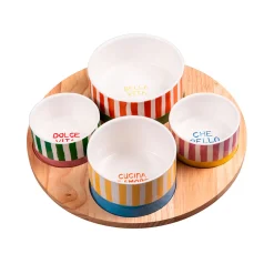 Service apéritif 4 coupelles en porcelaine multicolore - Dolce Vita