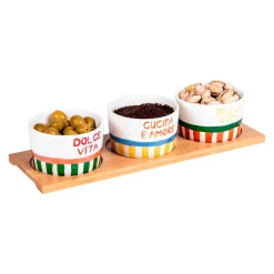 Service apéritif 3 coupelles en porcelaine multicolore - Dolce Vita