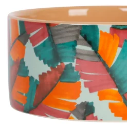 Service apéritif 4 pièces en grès et bambou multicolore - Seguia