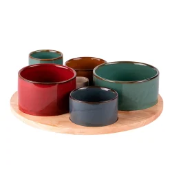 Service apéritif en porcelaine multicolore - Elyas