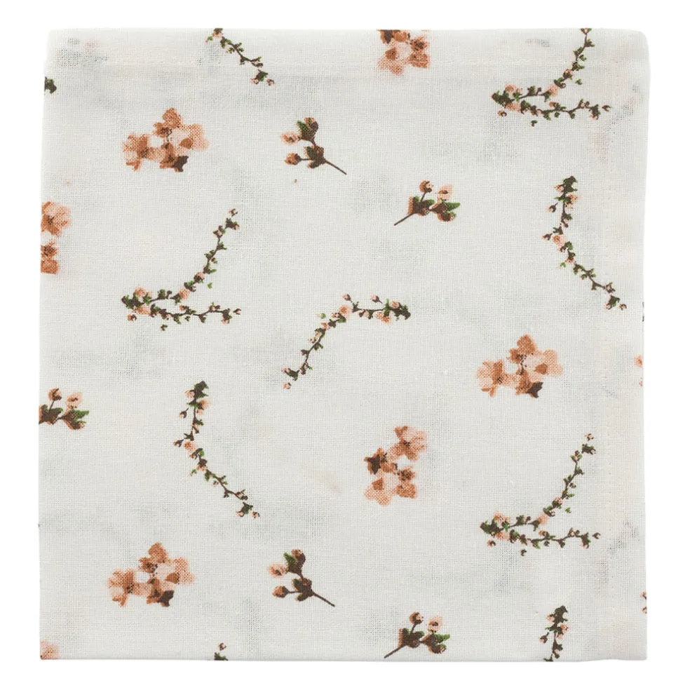 Serviette de table en coton rose et vert 40x40cm - Louise