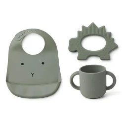 Set bavoir/gobelet/anneau de dentition carol vert faune