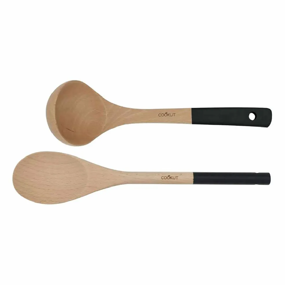 Set cuillère et louche en bois noir - Graphite