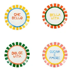 Set de 4 assiettes à dessert en porcelaine multicolore d19cm - Dolce Vita