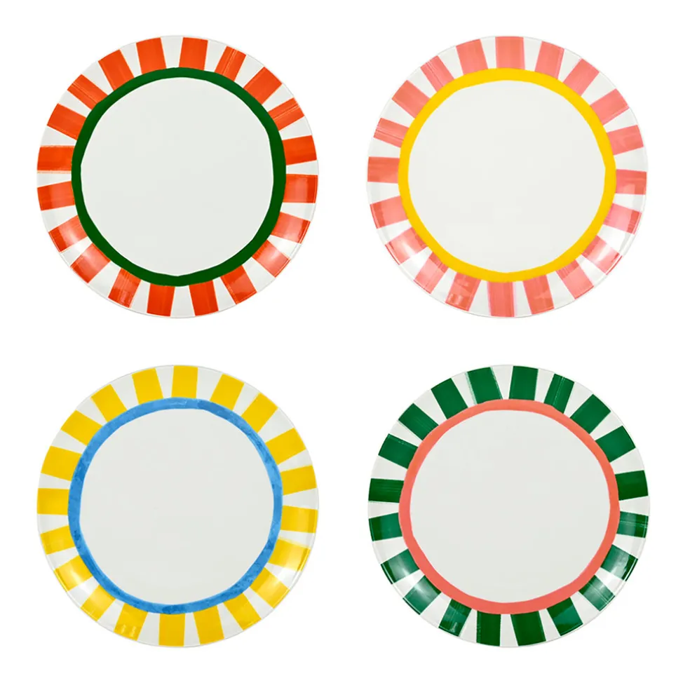 Set de 4 assiettes plates en porcelaine multicolore d27cm - Dolce Vita