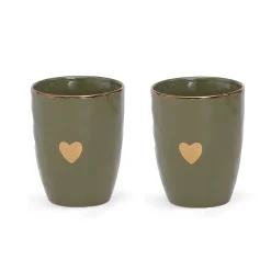 Set de 2 tasses en faïence kaki 35cl - Matins Câlins