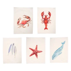 Set de 5 torchons crustace en coton