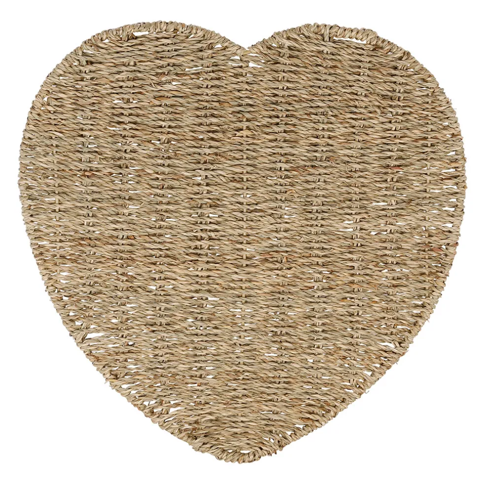 Set de table coeur en jonc de mer naturel 37x38cm - Borneo