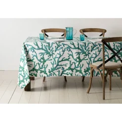 Set de table en coton blanc et émeraude - estran